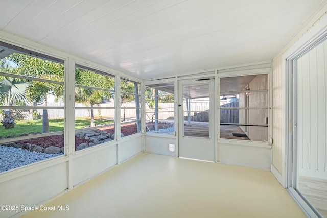 view of unfurnished sunroom