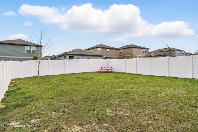 view of yard featuring a fenced backyard