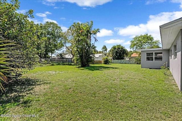 view of yard featuring a fenced backyard