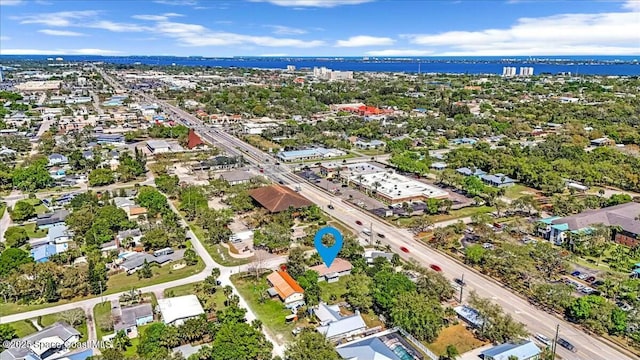 bird's eye view featuring a water view