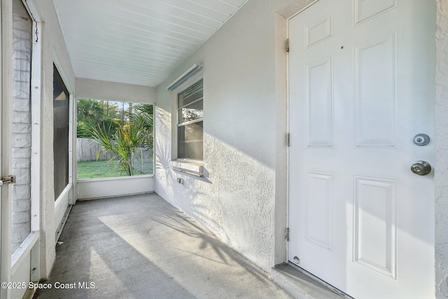 view of unfurnished sunroom