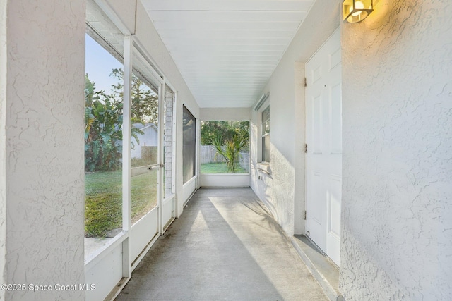 view of unfurnished sunroom