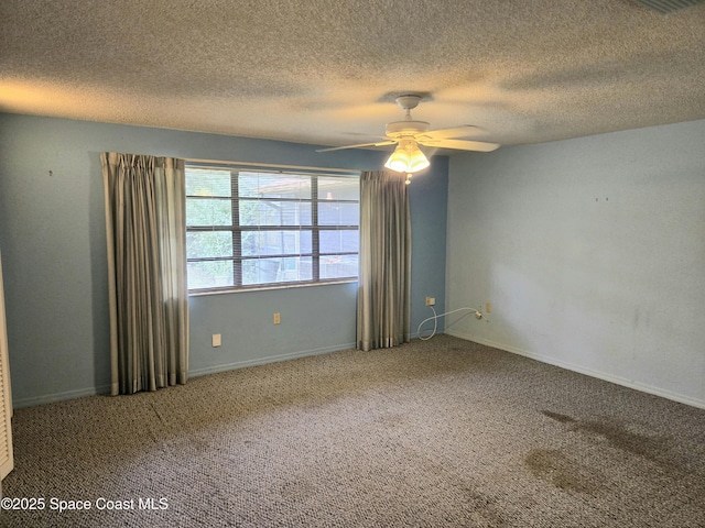 2001 Villa Espana Trl, Melbourne, FL 32935 - empty room with carpet flooring, a textured ceiling, baseboards, and a ceiling fan