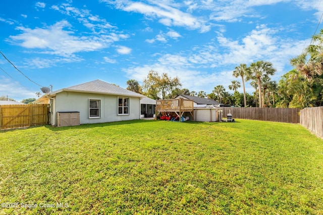 view of yard with a fenced backyard