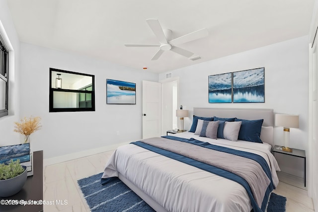 435 Patrick Ave, Merritt Island, FL 32953 - bedroom with baseboards, ceiling fan, and visible vents