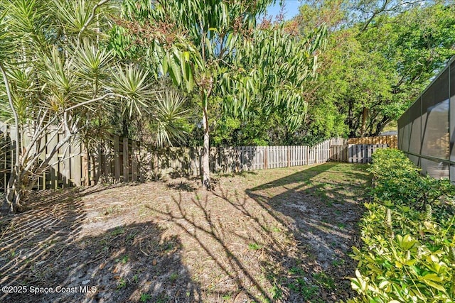 view of yard featuring a fenced backyard