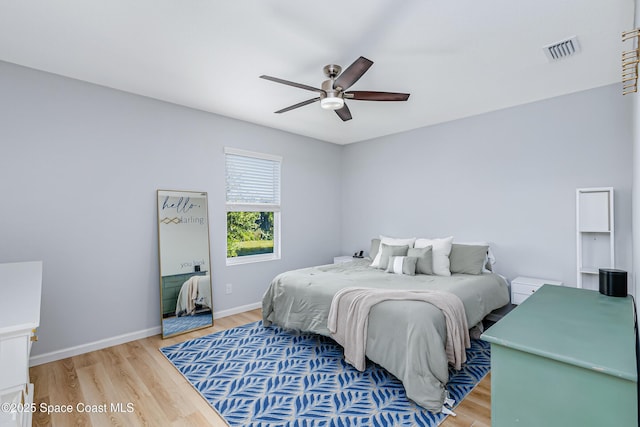2705 Revolution St Unit 106, Melbourne, FL 32935 - bedroom featuring a ceiling fan, light wood-style flooring, baseboards, and visible vents