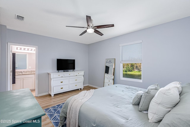 2705 Revolution St Unit 106, Melbourne, FL 32935 - bedroom with light wood-style flooring, visible vents, baseboards, and ensuite bathroom