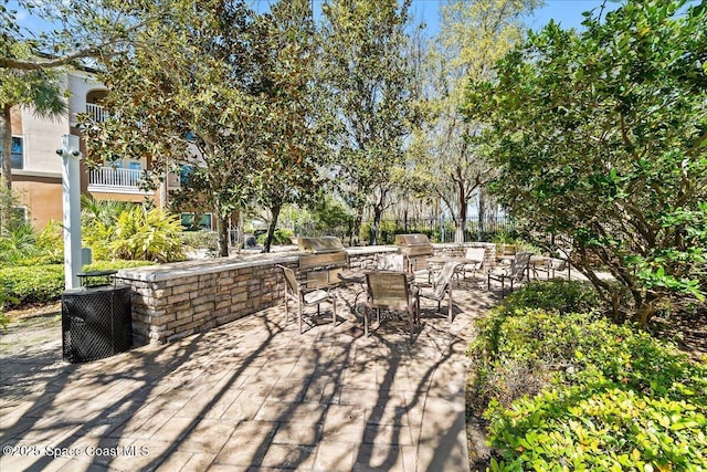 view of patio / terrace featuring a grill and exterior kitchen