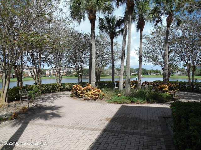 view of home's community with a water view