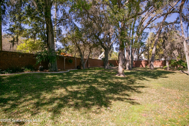 view of yard featuring a fenced backyard