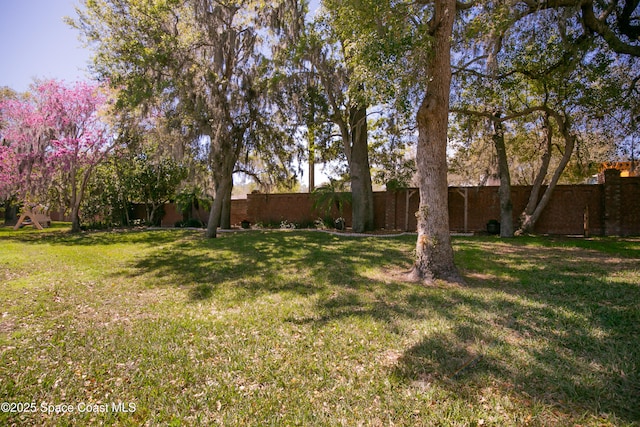 view of yard featuring a fenced backyard