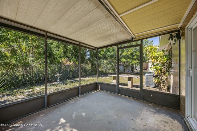 view of unfurnished sunroom