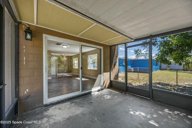 view of unfurnished sunroom