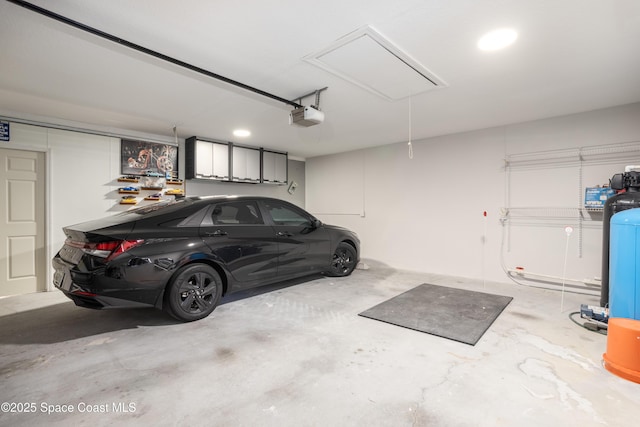 garage with a garage door opener