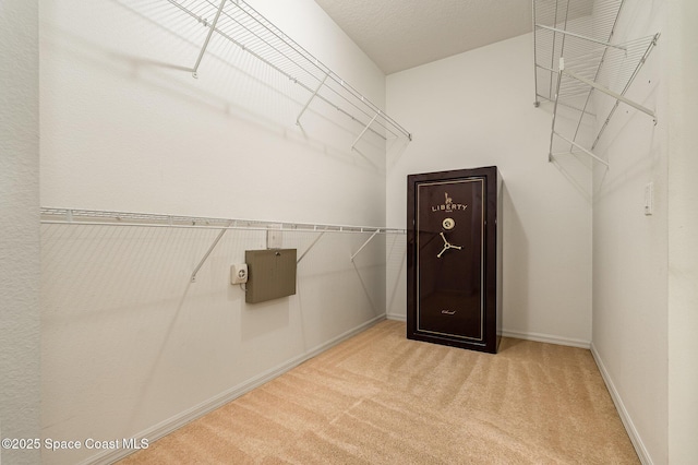 walk in closet with carpet floors