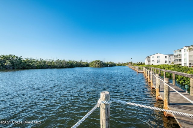 view of dock featuring a water view