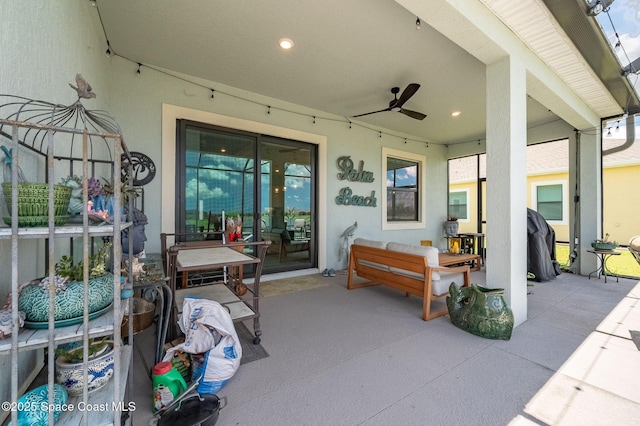 view of patio featuring a ceiling fan