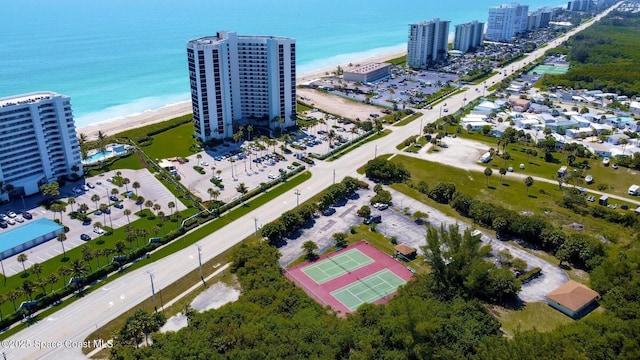 bird's eye view with a water view and a view of city