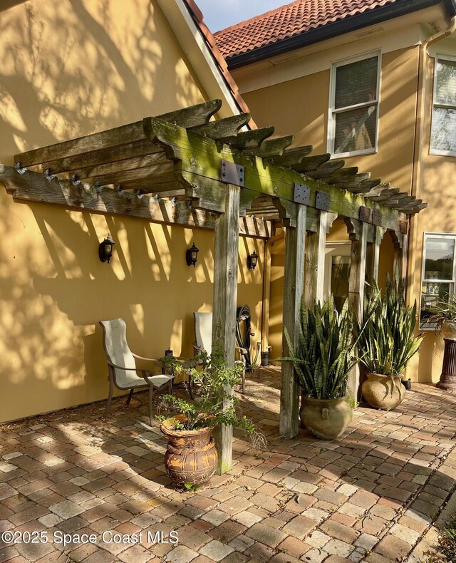 view of patio with a pergola