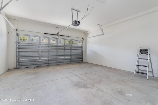 garage with a garage door opener