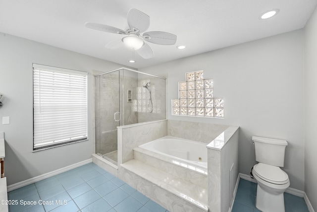 bathroom featuring tile patterned floors, plenty of natural light, and a stall shower