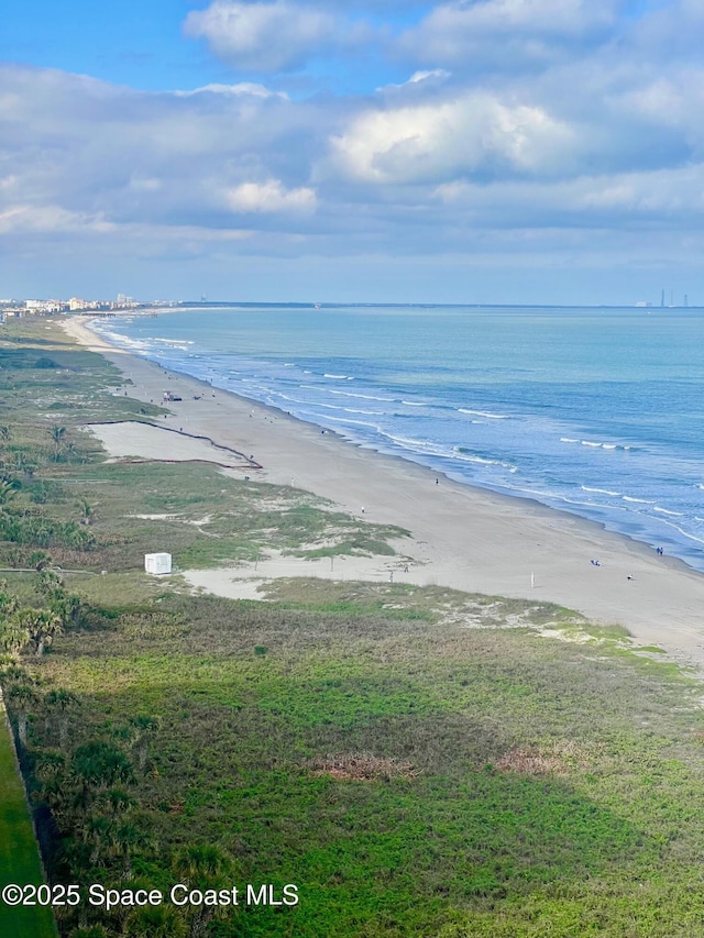 property view of water featuring a view of the beach