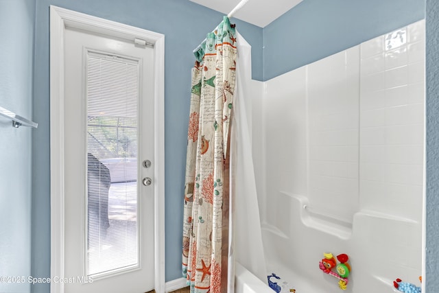 full bathroom featuring shower / bath combo