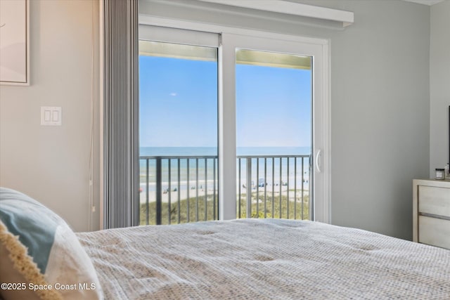 bedroom with a water view