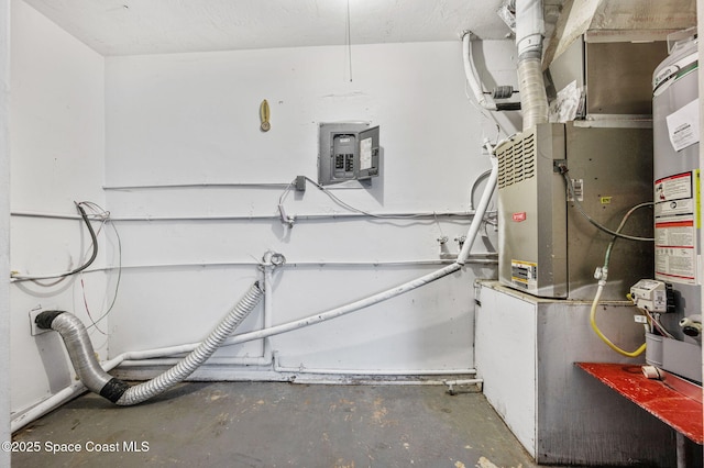 utility room with water heater