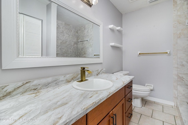 211 Cherie Down Ln, Cape Canaveral, FL 32920 - full bath with vanity, tile patterned floors, and a tile shower