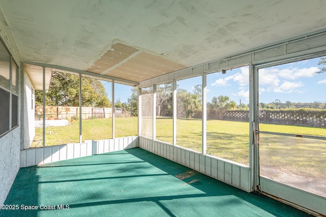 view of unfurnished sunroom