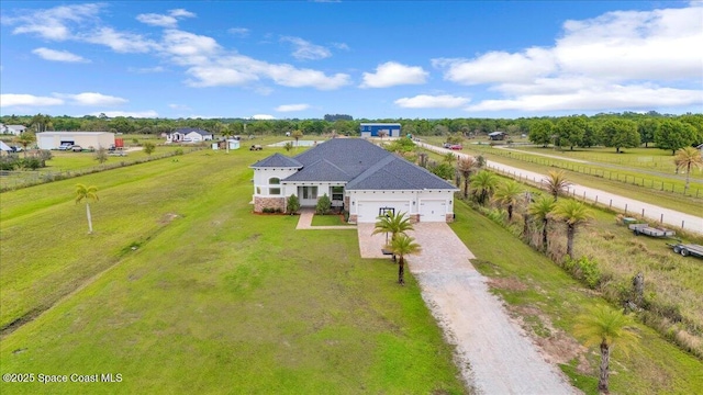 aerial view with a rural view