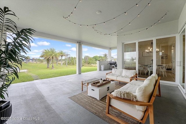 view of patio featuring an outdoor hangout area