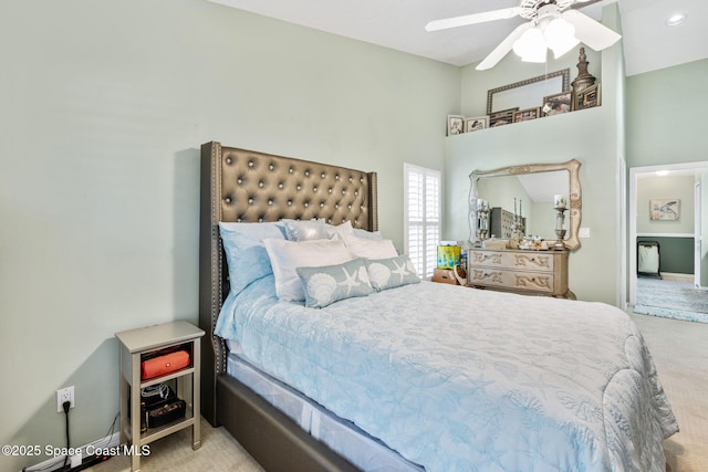 bedroom featuring carpet and a ceiling fan