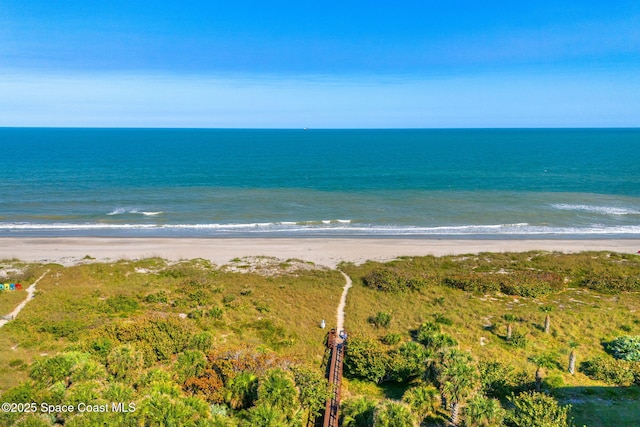 property view of water with a beach view