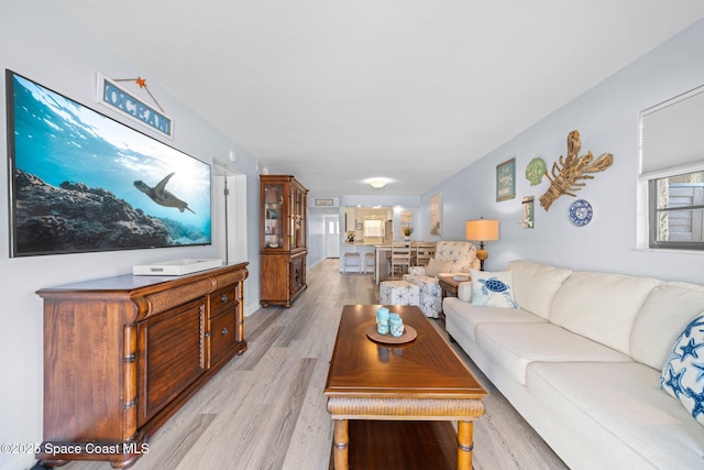 living area with light wood-style flooring