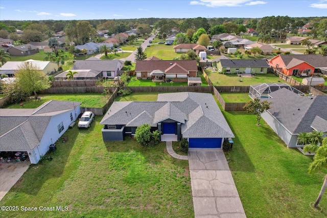 drone / aerial view with a residential view