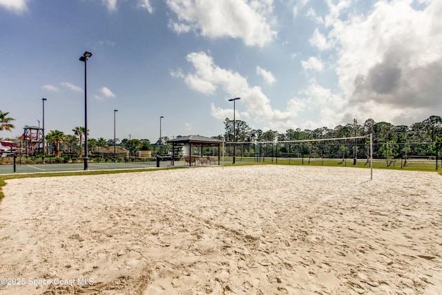 view of property's community with a gazebo and volleyball court