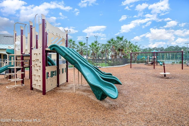 communal playground with fence