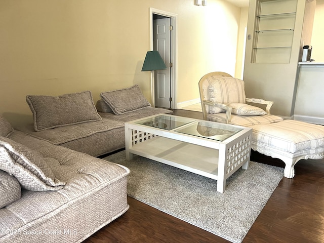 living area with wood finished floors