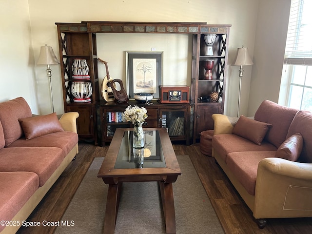 living area featuring wood finished floors