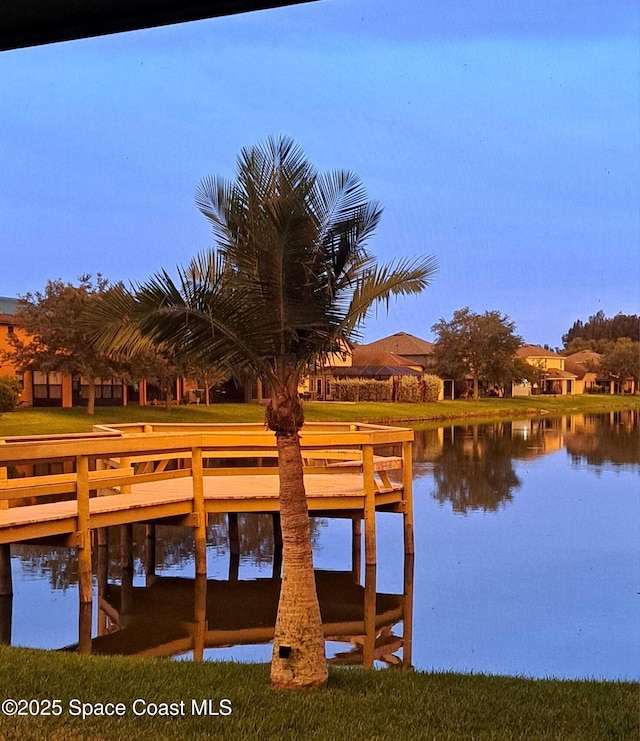 view of dock featuring a water view