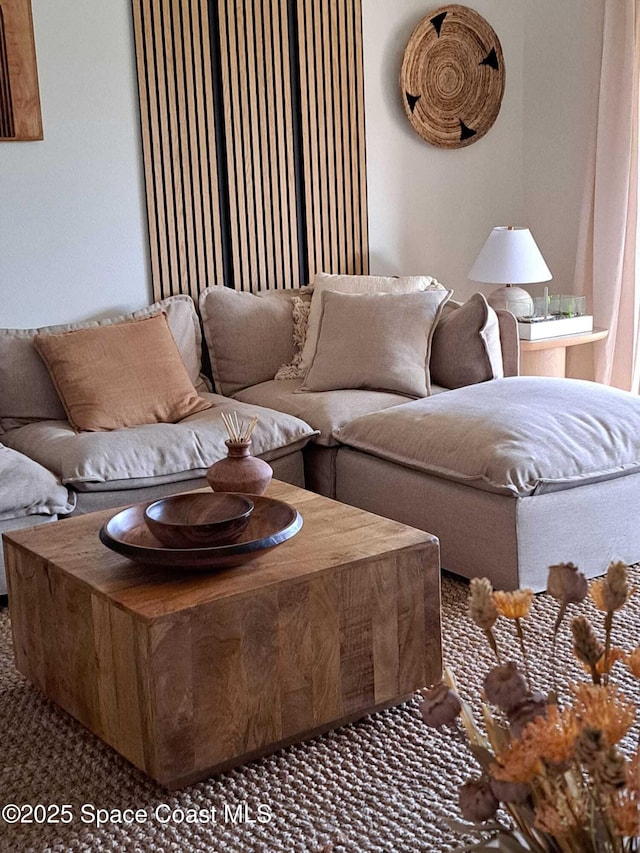 living room with carpet flooring