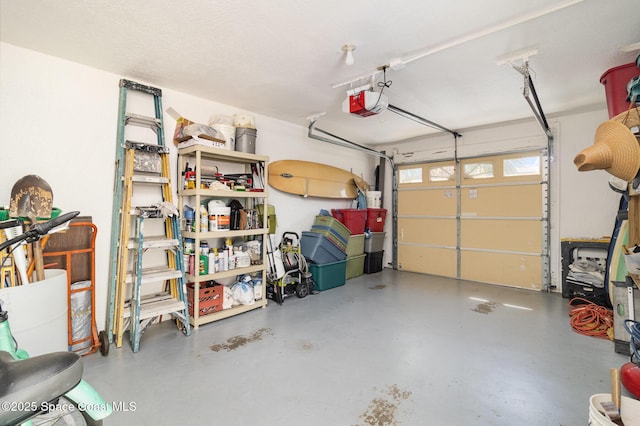 garage with a garage door opener