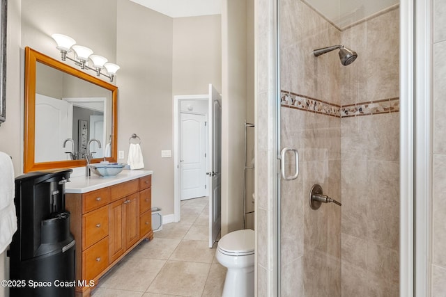 3338 Cappio Dr, Melbourne, FL 32940 - full bath with a shower stall, tile patterned floors, vanity, and toilet