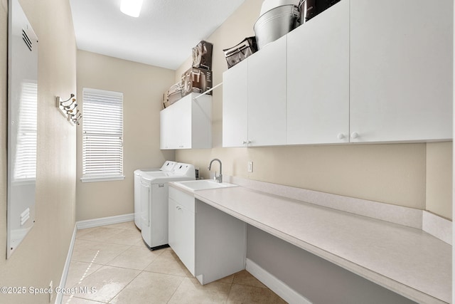 3338 Cappio Dr, Melbourne, FL 32940 - laundry area featuring separate washer and dryer, baseboards, cabinet space, and a wealth of natural light