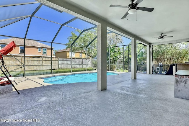 4026 Four Lakes Dr, Melbourne, FL 32940 - view of pool featuring a lanai, fence, and a patio area