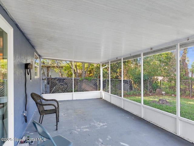 view of unfurnished sunroom