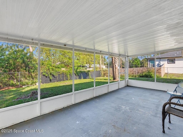 view of unfurnished sunroom